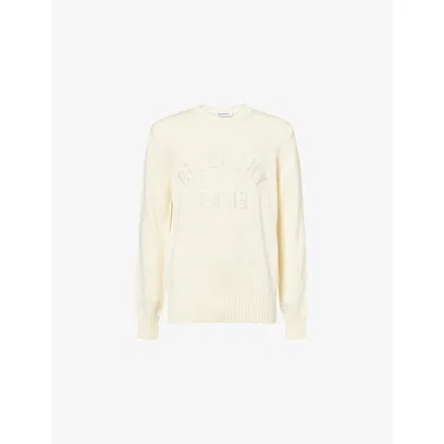 Givenchy Mens Ecru Brand-embroidery Crewneck Cotton Jumper In Neutral