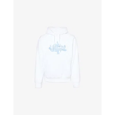 Givenchy Mens White Logo-embroidered Ribbed Cotton-blend Hoody