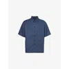 Givenchy Mens Monogram-print Relaxed-fit Cotton-blend Shirt Grey Blue In Grey Blue