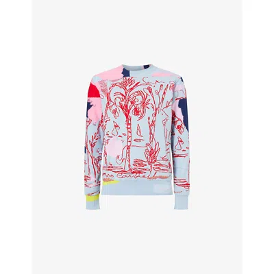 Givenchy Mens  Doodle-intarsia Crew-neck Cotton Knitted Jumper In Multicolored