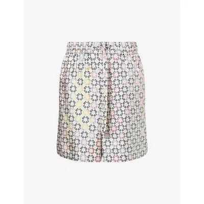 GIVENCHY MENS MULTICOLORED LOGO-PATTERN SILK PYJAMA SHORTS