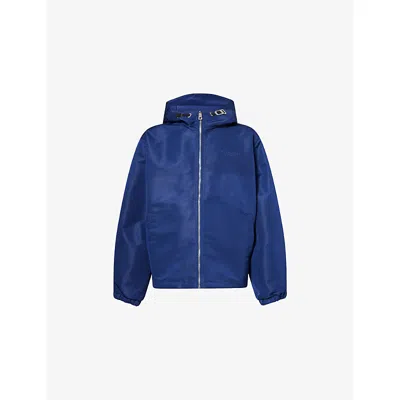 Givenchy Mens Navy Brand-embroidery Hooded Woven Jacket In Blue