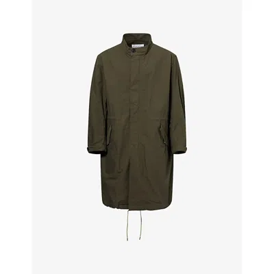 Givenchy Mens Khaki Twisted Logo-print Cotton-blend Parka In Brown