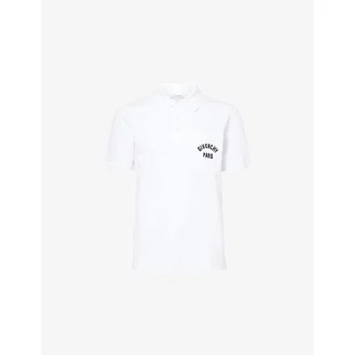 Givenchy Mens White Brand-embroidery Short-sleeves Cotton-piqué Polo Shirt