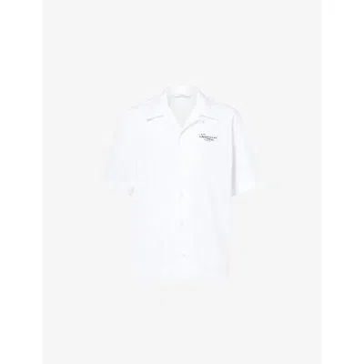 Givenchy Mens White Brand-print Short-sleeves Cotton-poplin Shirt