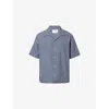 Givenchy Checkered Short-sleeved Cotton Shirt For Men In Blue