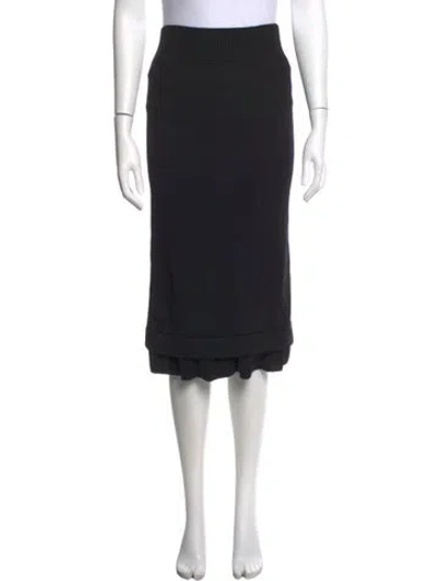 Pre-owned Givenchy Merino Wool Midi Length Skirt In Black
