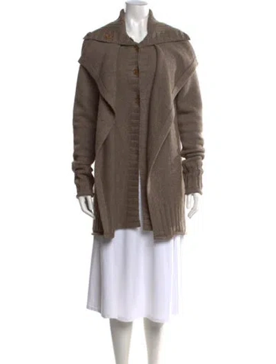 Pre-owned Givenchy Merino Wool Open Front Sweater In Brown