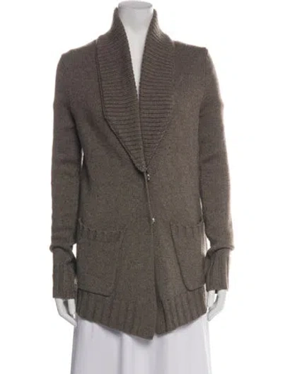 Pre-owned Givenchy Merino Wool Open Front Sweater In Brown/neutrals