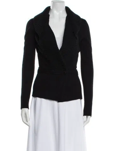 Pre-owned Givenchy Merino Wool Plunge Neckline Sweater In Black