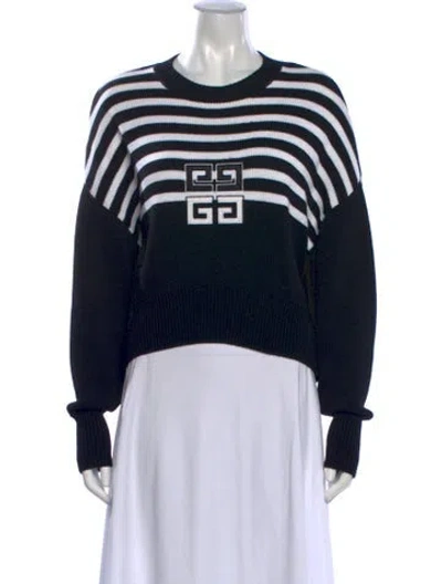 Pre-owned Givenchy Merino Wool Striped Sweater In Black