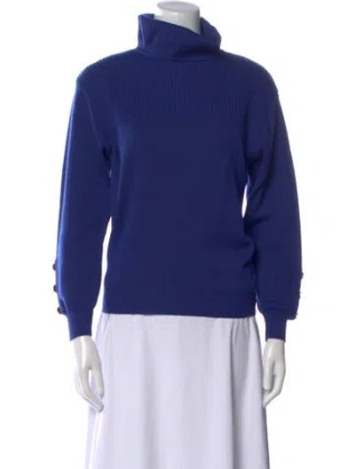 Pre-owned Givenchy Merino Wool Turtleneck Sweater In Blue