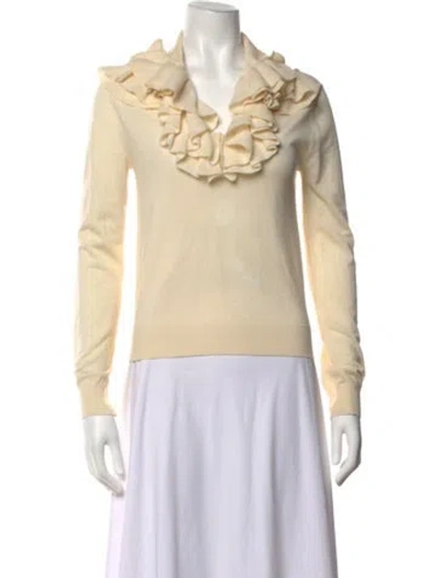 Pre-owned Givenchy Merino Wool V-neck Sweater In Neutrals