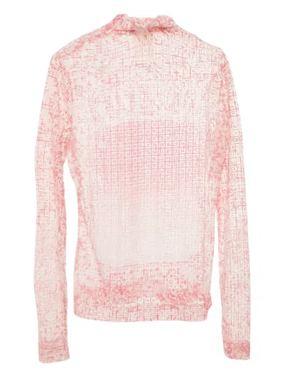Pre-owned Givenchy Mesh 4g Turtleneck Top In Pink