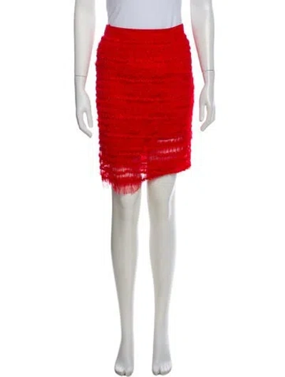 Pre-owned Givenchy Mesh Accents Knee-length Skirt In Red