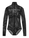 Givenchy Mesh Bodysuit With Embroidered Logo In Black