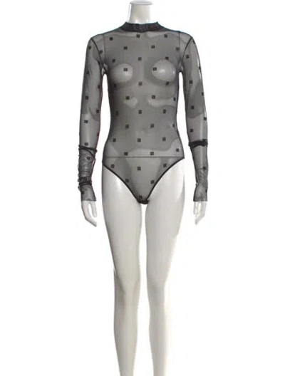 Pre-owned Givenchy Mesh Graphic Print Bodysuit In Black