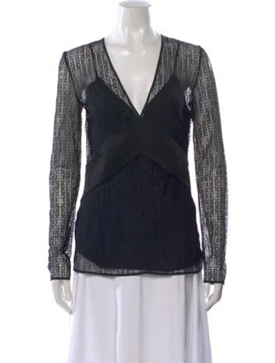 Pre-owned Givenchy Mesh Graphic Print Top In Black