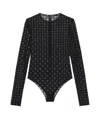Givenchy Logo Monogram Semi-sheer Bodysuit In Black