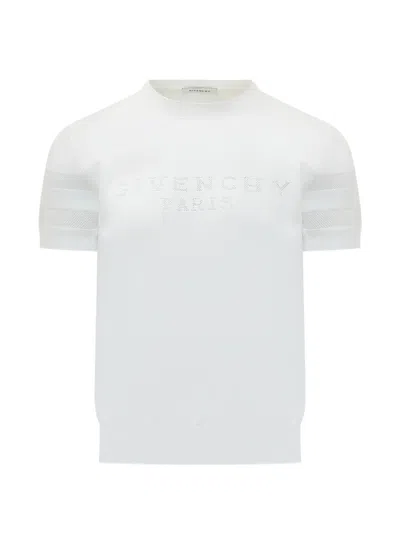 Givenchy Logo Short Sleeve Knitted Top In White