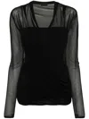 Givenchy Black V-neck Mesh Top In Black