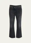 Givenchy Metal Hardware Cropped Flare Jeans In Black