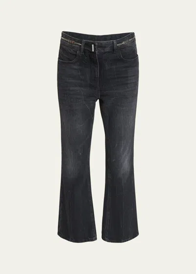 Givenchy Metal Hardware Cropped Flare Jeans In Black
