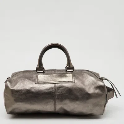 Pre-owned Givenchy Metallic Dark Grey Leather Zip Duffle Bag