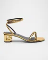 Givenchy G-cube 45 Leather Sandals In Golden