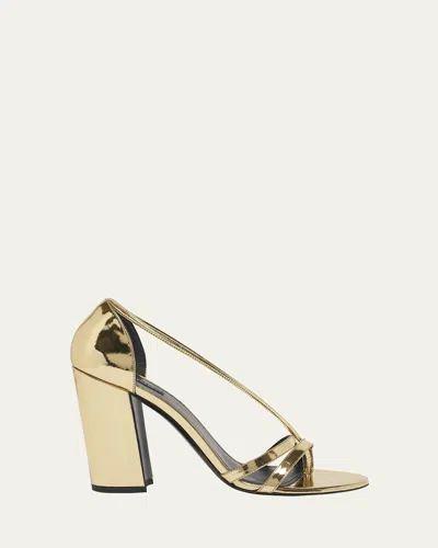 Givenchy Metallic Leather Dual-strap Block-heel Sandals