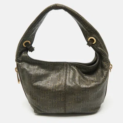 Pre-owned Givenchy Metallic Signature Leather Side Zip Hobo In Silver