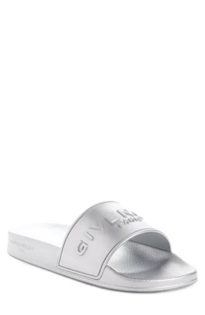 Givenchy Metallic Slide Sandal In Silvery