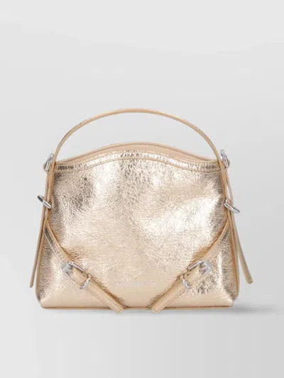 Givenchy Metallic Top Handle Shoulder Bag With Buckle Accents