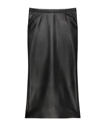Givenchy Mid-length Skirt In Nappa Leather With Pleated Back In Black