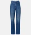 Givenchy Blue Pants With Belt Loops And Logo Patch On The Rear In Denim Woman In Blue