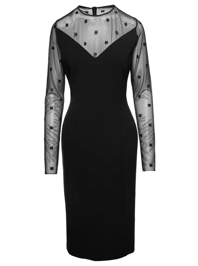 Givenchy Bi-material Dress With 4g Motif In Black