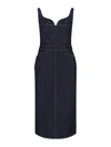 Givenchy Womens Dark Blue Contrast-stitch Panelled Denim Midi Dress In Blue