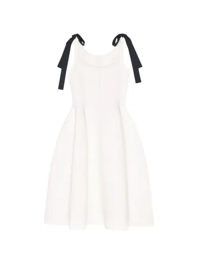 Givenchy Midi Dress In Compact Knit With Bows In Neutral