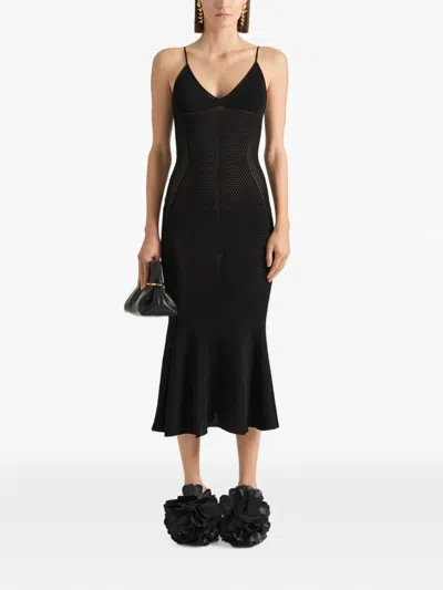 Givenchy Midikleid Aus Lochstrick In Schwarz