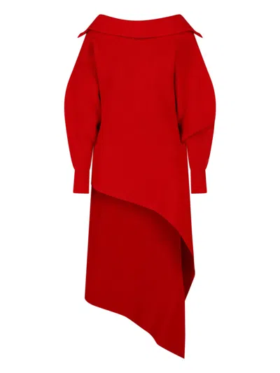 Givenchy Midi Dress In Wool And Cashmere In Red