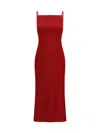 Givenchy Square-neck Sleeveless Midi Dress In Red