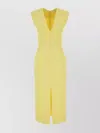 Givenchy Midi Dress With Front Slit And V-neckline In Yellow
