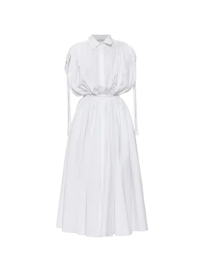 Givenchy Midi Gathered-sleeve Shirt Dress In White