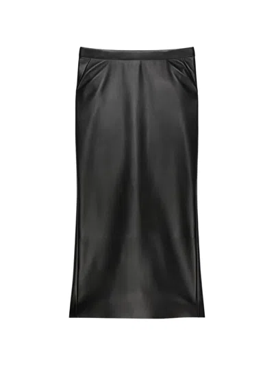 Givenchy Midi Kickback Skirt In Nappa Leather In Black