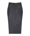 Givenchy Midi Kickback Skirt In Raw Denim In Gray