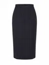 Givenchy Pinstripe-pattern Wool Midi Skirt In Blue