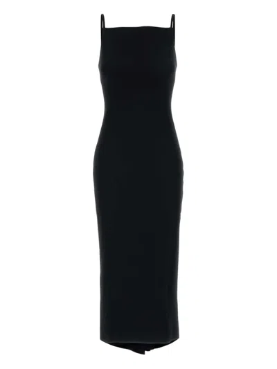 Givenchy Cady Dress With Back Slit And Square Neckline In Black