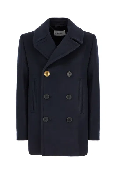 Givenchy Double-breasted Coat Featuring Front Pockets In Blue
