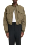 Givenchy Bomber Cropped In Coton In Olive Green