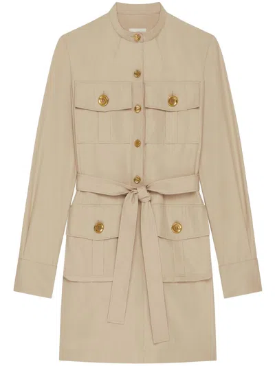 Givenchy Taupe Safari Dress In Poplin In Beige